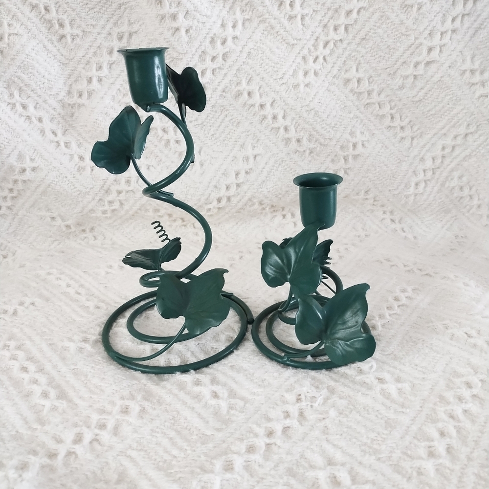 Green Leaf Candle Holder Set